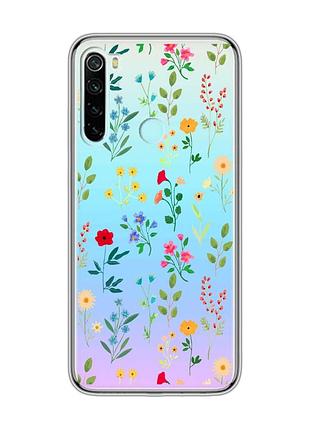 Прозрачный чехол на xiaomi redmi note 8 :: цветочный фон (принт 269)