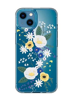 Прозрачный чехол для iphone 13 mini :: цветы. акварель (принт 271)