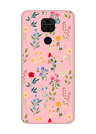 Матовий чохол з рожевими боками на xiaomi redmi note 9 :: квітковий фон (принт 269)