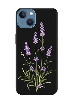 Матовий чохол з чорними боками на apple iphone 13 :: гілочки лаванди (принт 266)