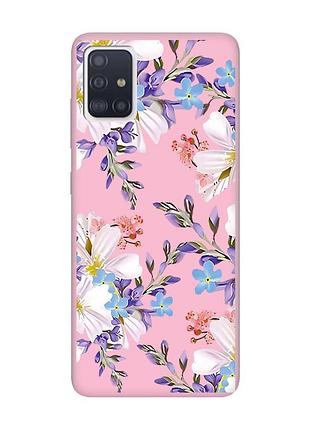 Матовий чохол з рожевими боками на samsung galaxy a51 :: квітковий малюнок (принт 272)