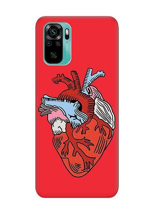 Матовий чохол з червоними боками на xiaomi redmi note 10/note 10s :: серце анатомічне (принт 250)