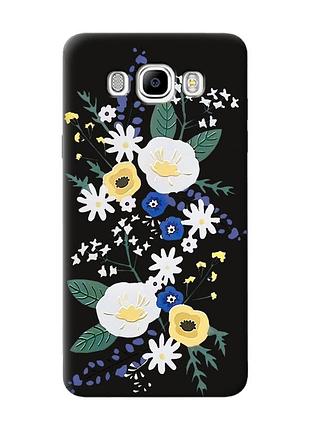 Матовый чехол с черными боками на samsung galaxy j7(2016) j710 :: цветы. акварель (принт 271)