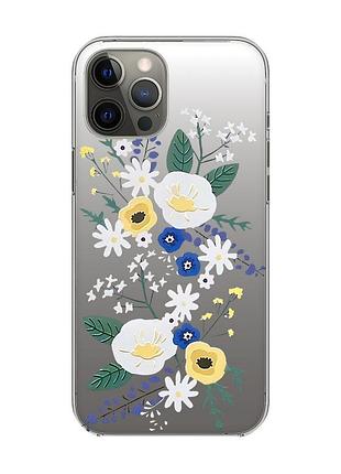 Прозрачный чехол на iphone 12 pro max :: цветы. акварель (принт 271)