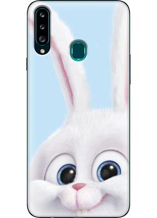 Чехол силиконовый с картинкой на samsung galaxy a20s (a207) (кролик снежок)