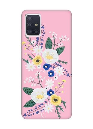 Матовый чехол с розовыми боками на samsung galaxy a71/a715 :: цветы. акварель (принт 271)