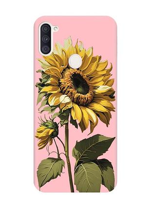 Матовий чохол з рожевими боками на samsung galaxy a11 :: соняшник (принт 274)