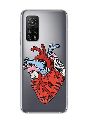 Прозрачный чехол на xiaomi mi 10t/mi 10t pro :: сердце анатомическое (принт 250)