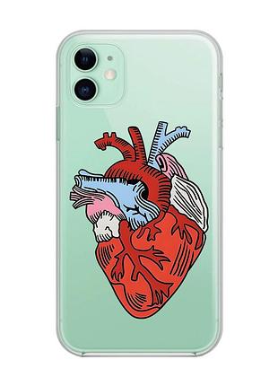 Прозрачный чехол на apple iphone 11 (6,1) :: сердце анатомическое (принт 250)
