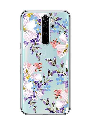 Прозрачный чехол на xiaomi redmi note 8 pro :: цветочный рисунок (принт 272)
