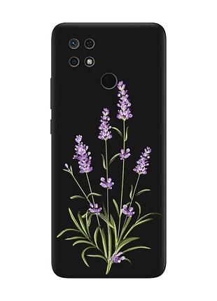 Матовий чохол з чорними боками на xiaomi redmi 10c :: гілочки лаванди (принт 266)