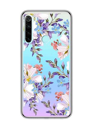 Прозрачный чехол на xiaomi redmi note 8 :: цветочный рисунок (принт 272)