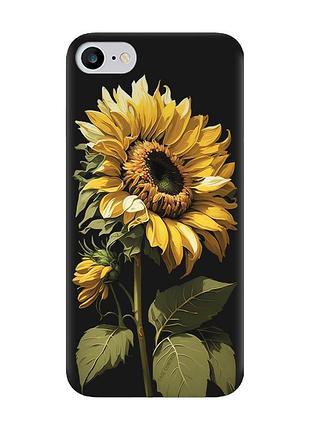 Матовый чехол с черными боками на iphone 7/8 :: подсолнечник (принт 274)
