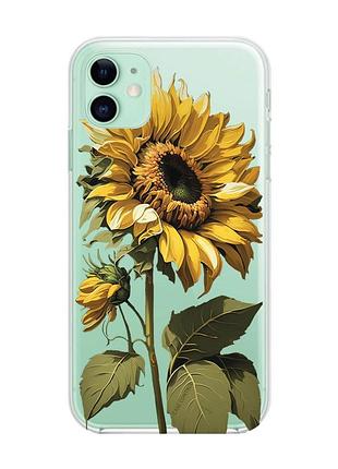 Прозрачный чехол на apple iphone 11 (6,1) :: подсолнечник (принт 274)