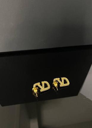 Брендовые серьги валентино/valentino, позолота