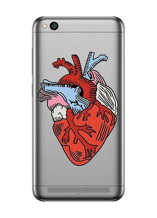 Прозрачный чехол на xiaomi redmi 5a :: сердце анатомическое (принт 250)