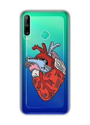 Прозрачный чехол для huawei р40 lite e / y7p :: сердце анатомическое (принт 250)