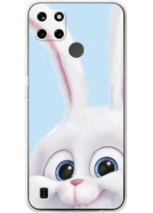 Чехол силиконовый с картинкой на realme c25y (кролик снежок)