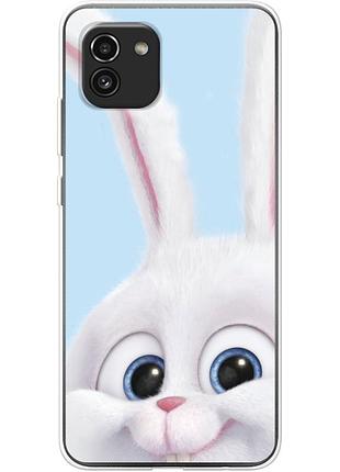 Чехол силиконовый с картинкой на samsung galaxy a03 (a035) (кролик снежок)