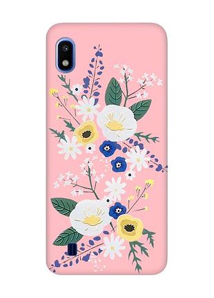 Матовый чехол с розовыми боками на samsung galaxy a10 (2019) a105 :: цветы. акварель (принт 271)