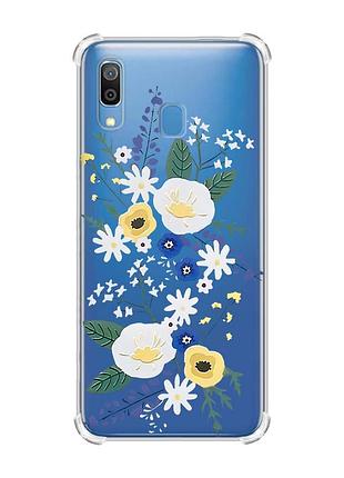 Чехол с утолщёнными углами на samsung galaxy a30(2019)/a20(2019) :: цветы. акварель (принт 271)