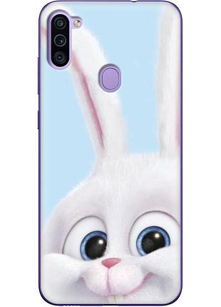 Чехол силиконовый с картинкой на samsung galaxy m11 (m115) (кролик снежок)