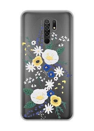 Прозорий чохол на xiaomi redmi 9 :: квіти. акварель (принт 271)