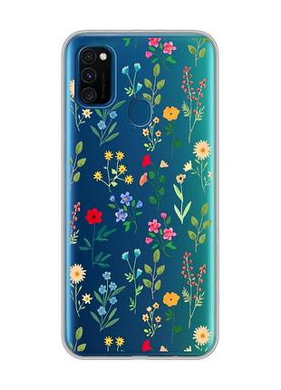 Прозорий чохол на samsung galaxy m30s/м21 :: квітковий фон (принт 269)