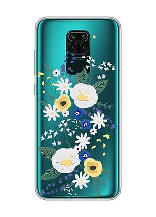 Прозрачный чехол на xiaomi redmi note 9 :: цветы. акварель (принт 271)