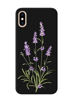 Матовий чохол з чорними боками на iphone xs max :: гілочки лаванди (принт 266)
