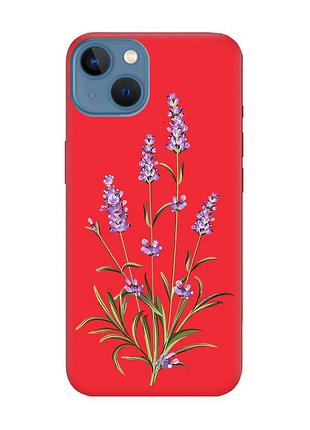 Матовий чохол з червоними боками на apple iphone 13 :: гілочки лаванди (принт 266)