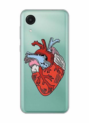 Прозрачный чехол на samsung galaxy a03 core / a032 :: сердце анатомическое (принт 250)
