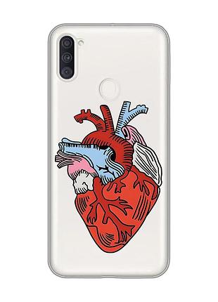 Прозрачный чехол на samsung galaxy a11 :: сердце анатомическое (принт 250)