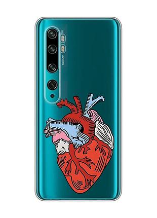 Прозрачный чехол на xiaomi mi note 10/note 10 pro :: сердце анатомическое (принт 250)