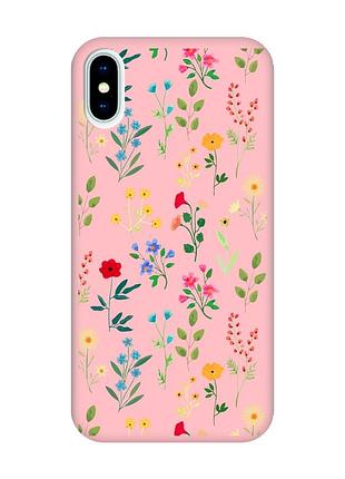 Матовий чохол з рожевими боками на iphone x/xs :: квітковий фон (принт 269)