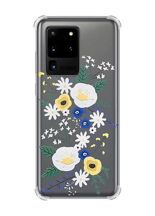 Чехол с утолщёнными углами для samsung galaxy s20 ultra :: цветы. акварель (принт 271)