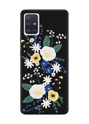 Матовый чехол с черными боками на samsung galaxy a71/a715 :: цветы. акварель (принт 271)