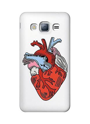 Прозрачный чехол на samsung galaxy j3 2016 (j310) :: сердце анатомическое (принт 250)