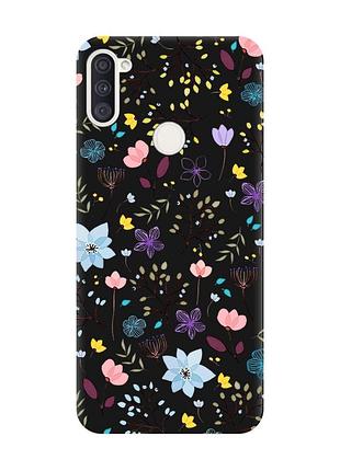 Матовый чехол с черными боками на samsung galaxy a11 цветочный фон (принт 267)
