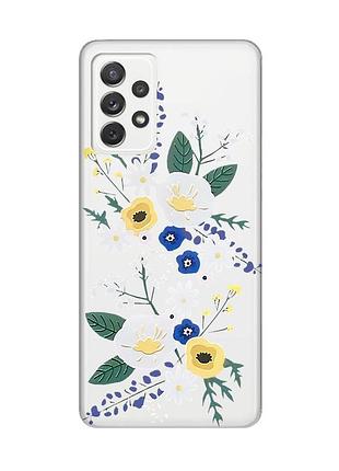 Прозорий чохол на samsung galaxy a72/a725 :: квіти. акварель (принт 271)