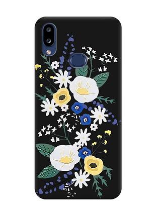 Матовый чехол с черными боками на samsung galaxy a10ѕ a107 :: цветы. акварель (принт 271)