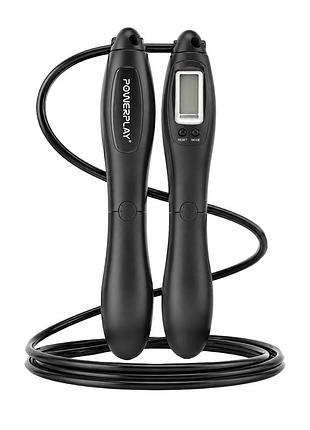 Скакалка со счетчиком powerplay 4216 jump rope черная 2.8 см.