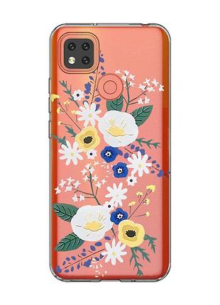 Прозорий чохол для xiaomi redmi 9c :: квіти. акварель (принт 271)