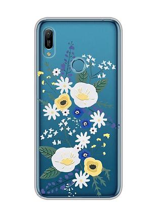 Прозрачный чехол на huawei y6 2019 :: цветы. акварель (принт 271)