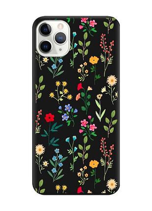 Матовий чохол з чорними боками на iphone 11 pro max (6.5) :: квітковий фон (принт 269)