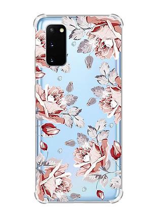 Чехол с утолщёнными углами для samsung galaxy s20 plus :: фон розы (принт 273)