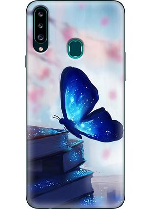 Чехол силиконовый с картинкой на samsung galaxy a20s (a207) (бабочка)