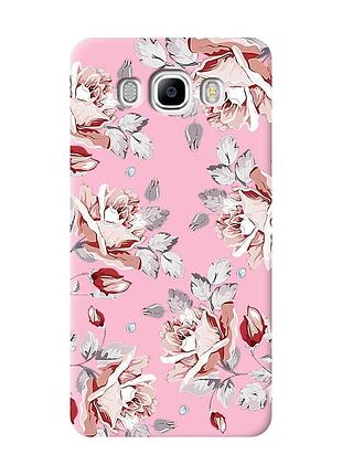 Матовый чехол с розовыми боками на samsung galaxy j7(2016) j710 :: фон розы (принт 273)
