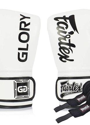 Боксерські рукавиці fairtex bgvg1 white 14 унцій (бинти в комплекті)