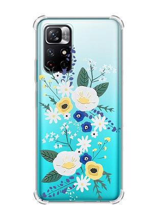 Чехол с утолщёнными углами для xiaomi redmi note 11 4g :: цветы. акварель (принт 271)